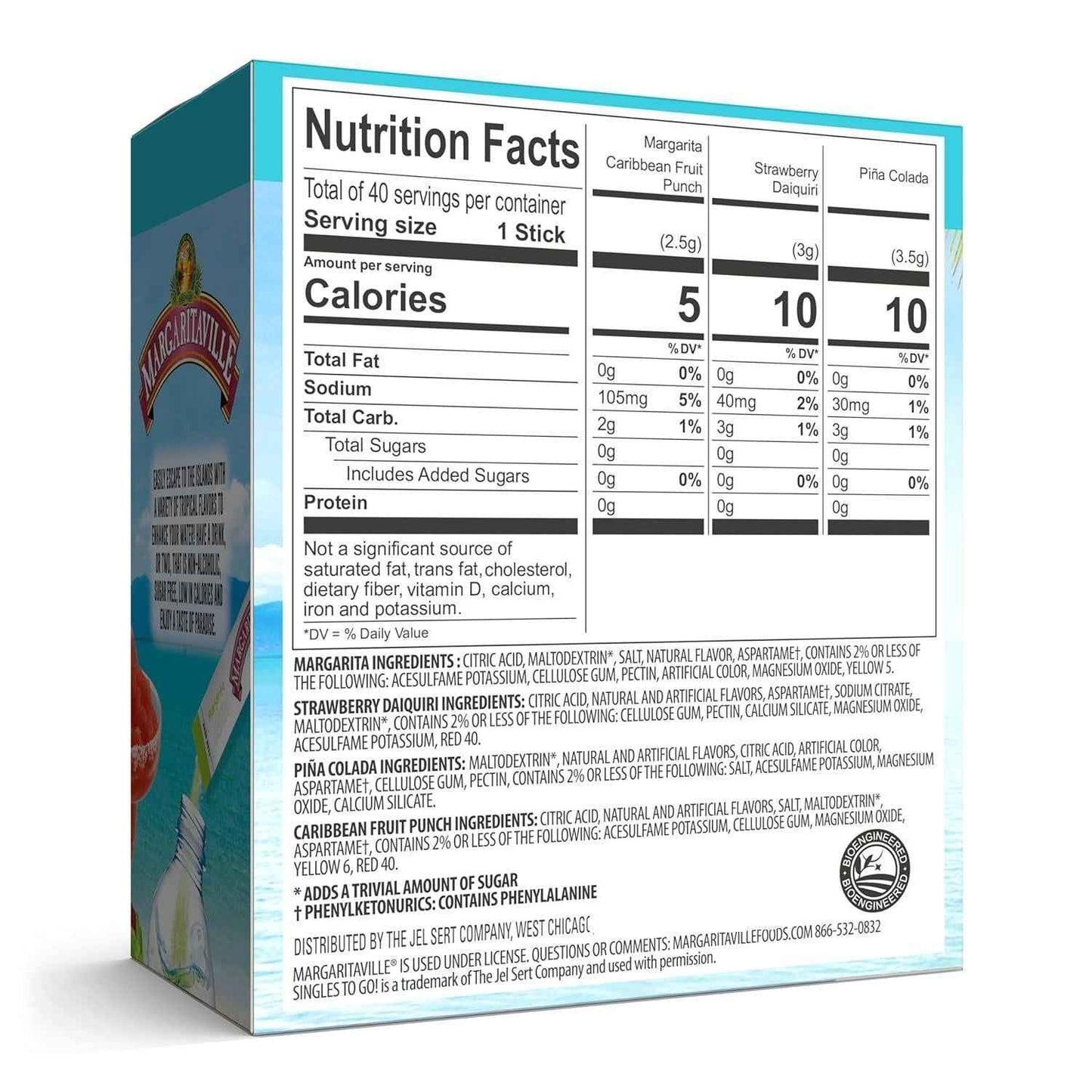Margaritaville Singles to Go Water Drink Mix – Post-Surgery Hydration Support, Gentle Sugar-Free Powdered Flavor Sticks