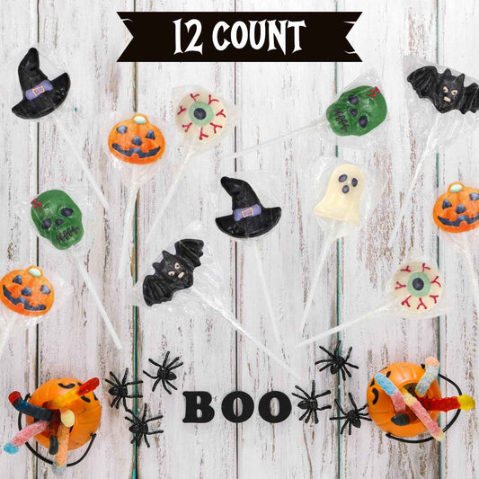 Halloween Lollipops 12 Count Dye-Free Individually Wrapped Suckers Safe Candy for Classroom Parties and Trick-or-Treat