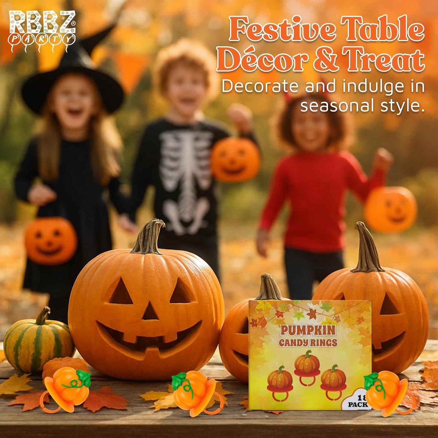 Pumpkin Candy 3D Ring Pops – Portable Trick or Treat Candy for Outdoor Halloween Porch Handouts