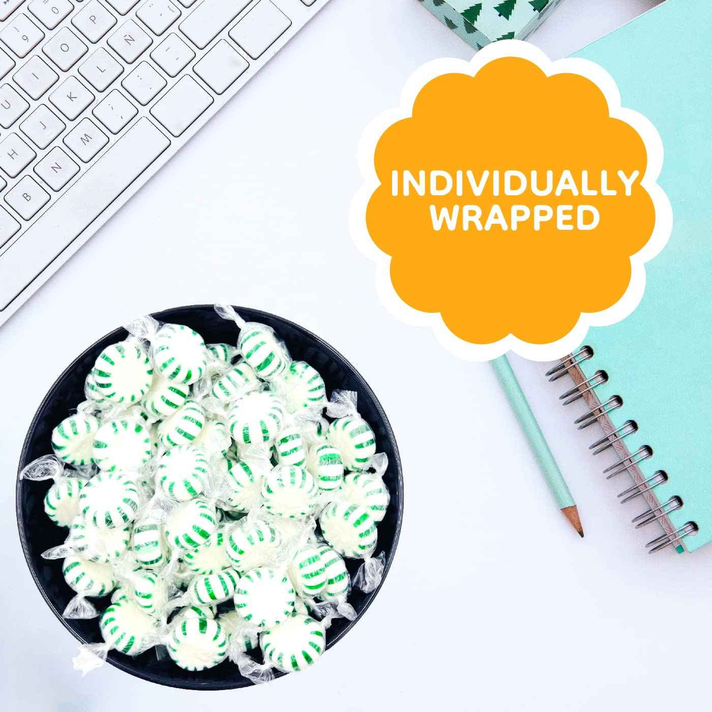 Starlight Spearmint Mints – 1 Pound Bag of Individually Wrapped Hard Candy for Office Candy Dish and Break Room Refresh