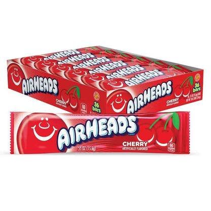 Airheads Cherry Taffy – Summer Picnic and Camping Treat That Won't Melt, 36 Individually Wrapped Bars