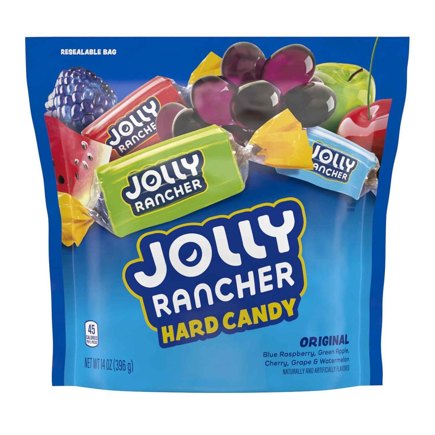 JOLLY RANCHER Assorted Fruit Hard Candy Resealable Bag, Nostalgic Stocking Stuffer and Holiday Candy Dish Gift, 14 oz
