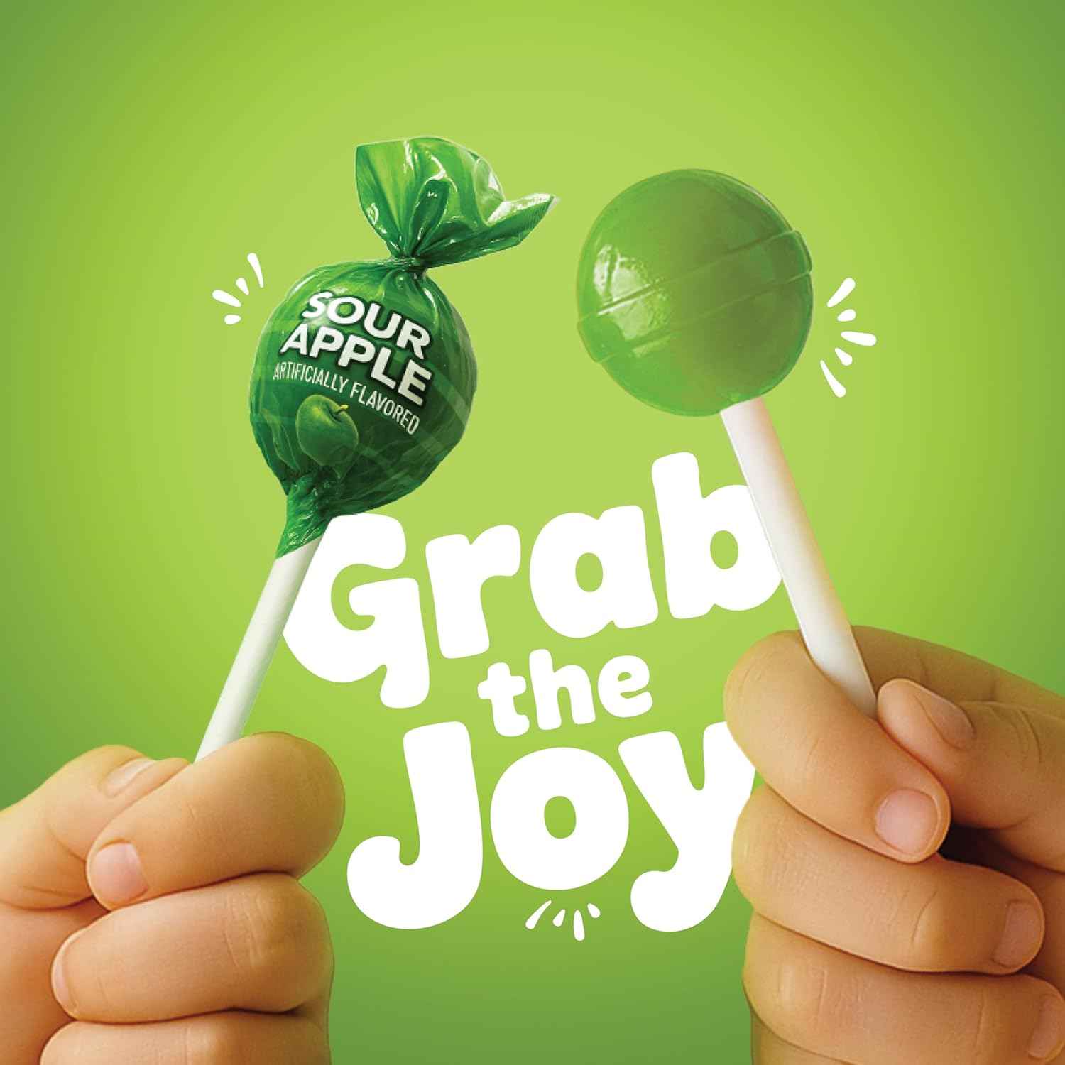 Sour Apple Mini Lollipops – Individually Wrapped Green Suckers, 65 Count Festive Party Favor for Valentine's Day, St. Patrick's Day & Christmas Stocking Stuffers