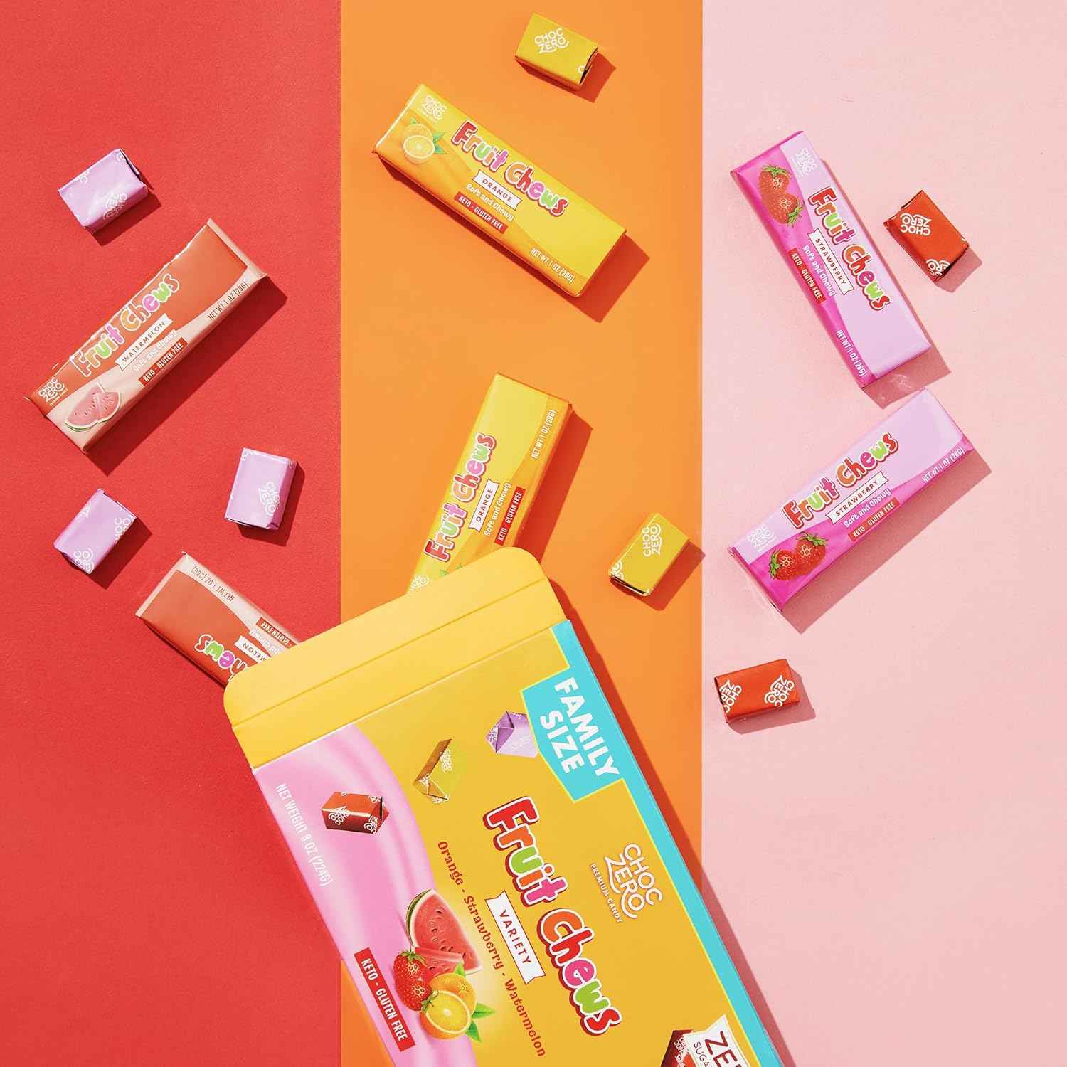 ChocZero Fruit Chews – Care Package Candy for Valentines and Get Well Gifts, Individually Wrapped