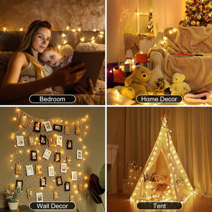 Brightown Star String Lights – Flameless Candle Alternative for Bedroom and Nursery, 50 LED Battery Star Lights Cool to the Touch with Timer