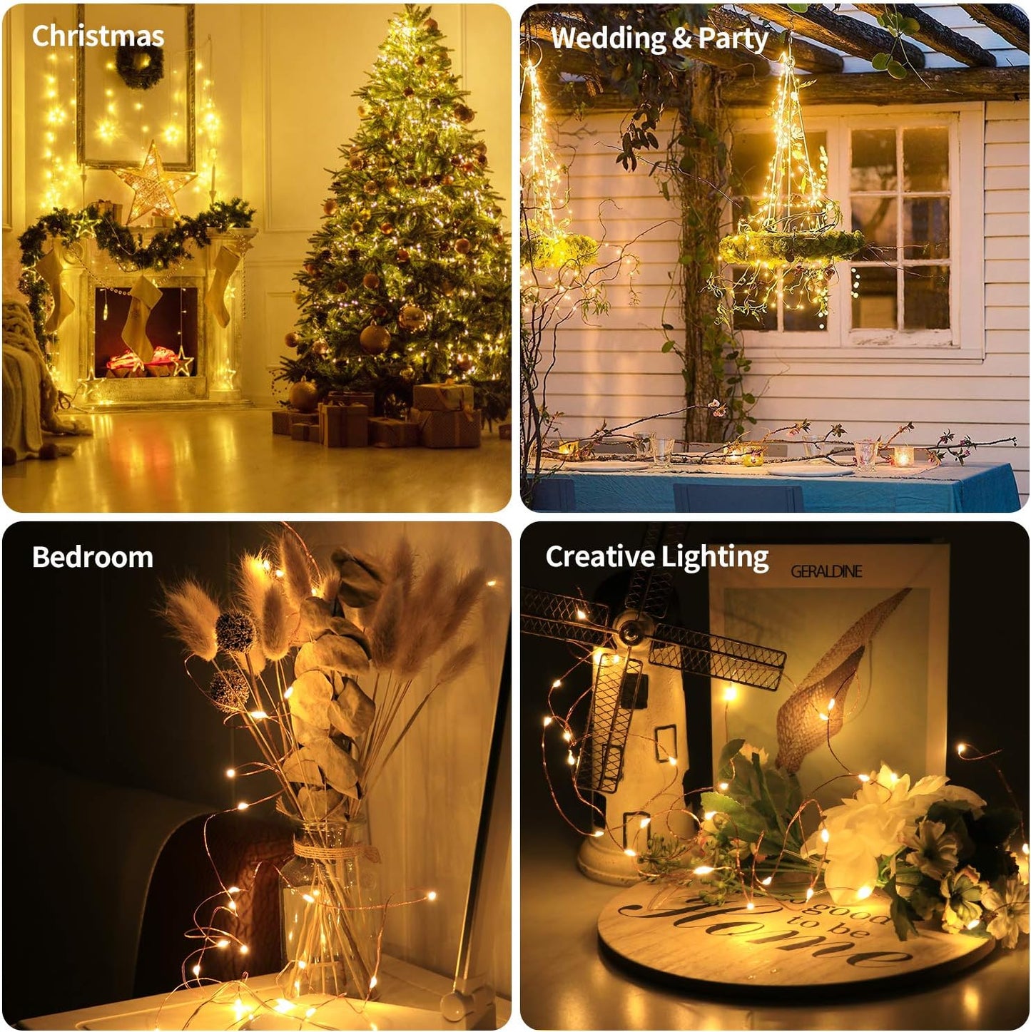 innolife LED Fairy String Lights 6 Pack – Cozy Bedroom Decor with Warm White Micro LEDs and Remote Timer