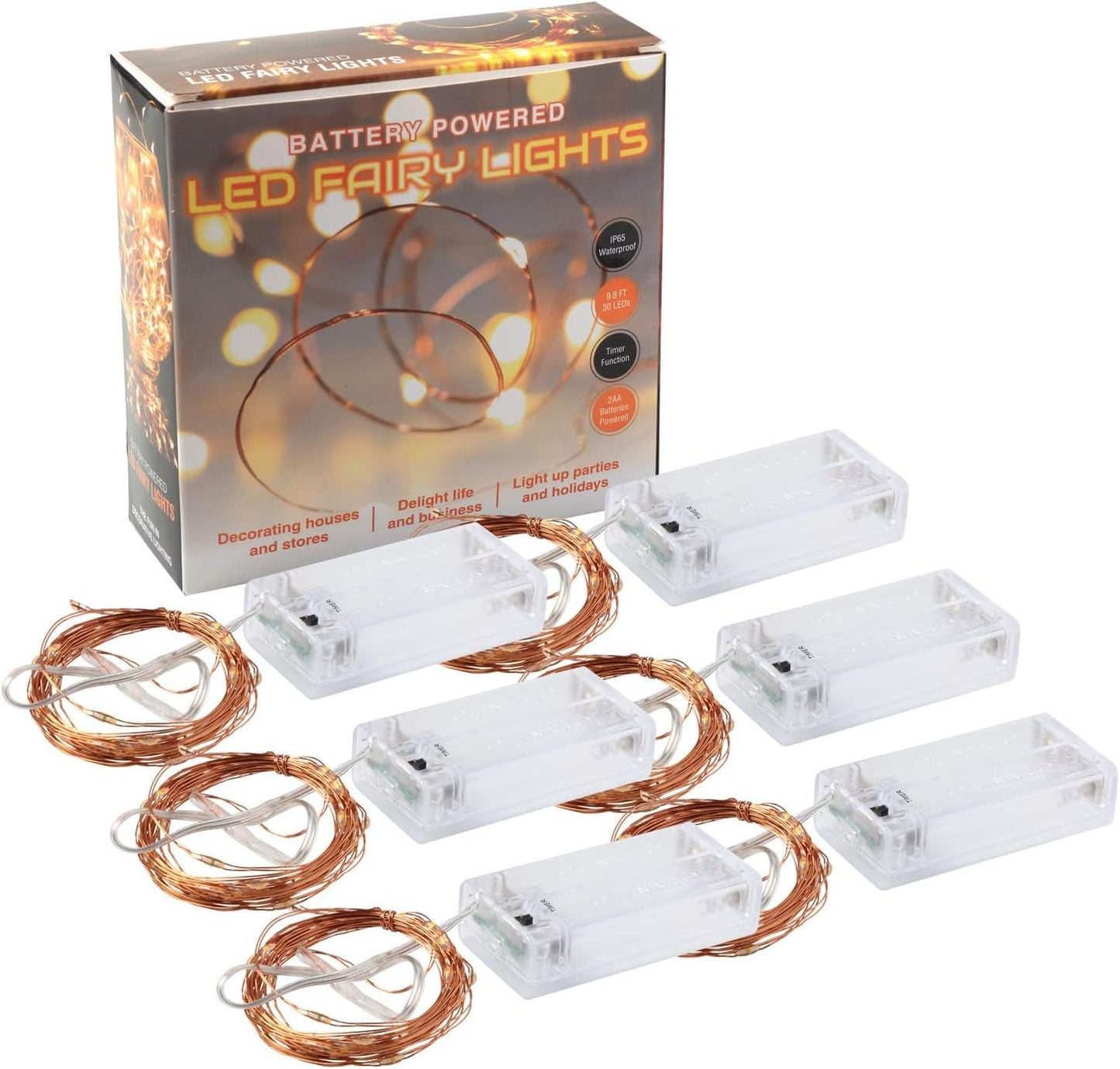 innotree LED Fairy String Lights – Cozy Bedroom Decor with Warm 2800K Glow, 10ft Copper Wire Strands 6-Pack