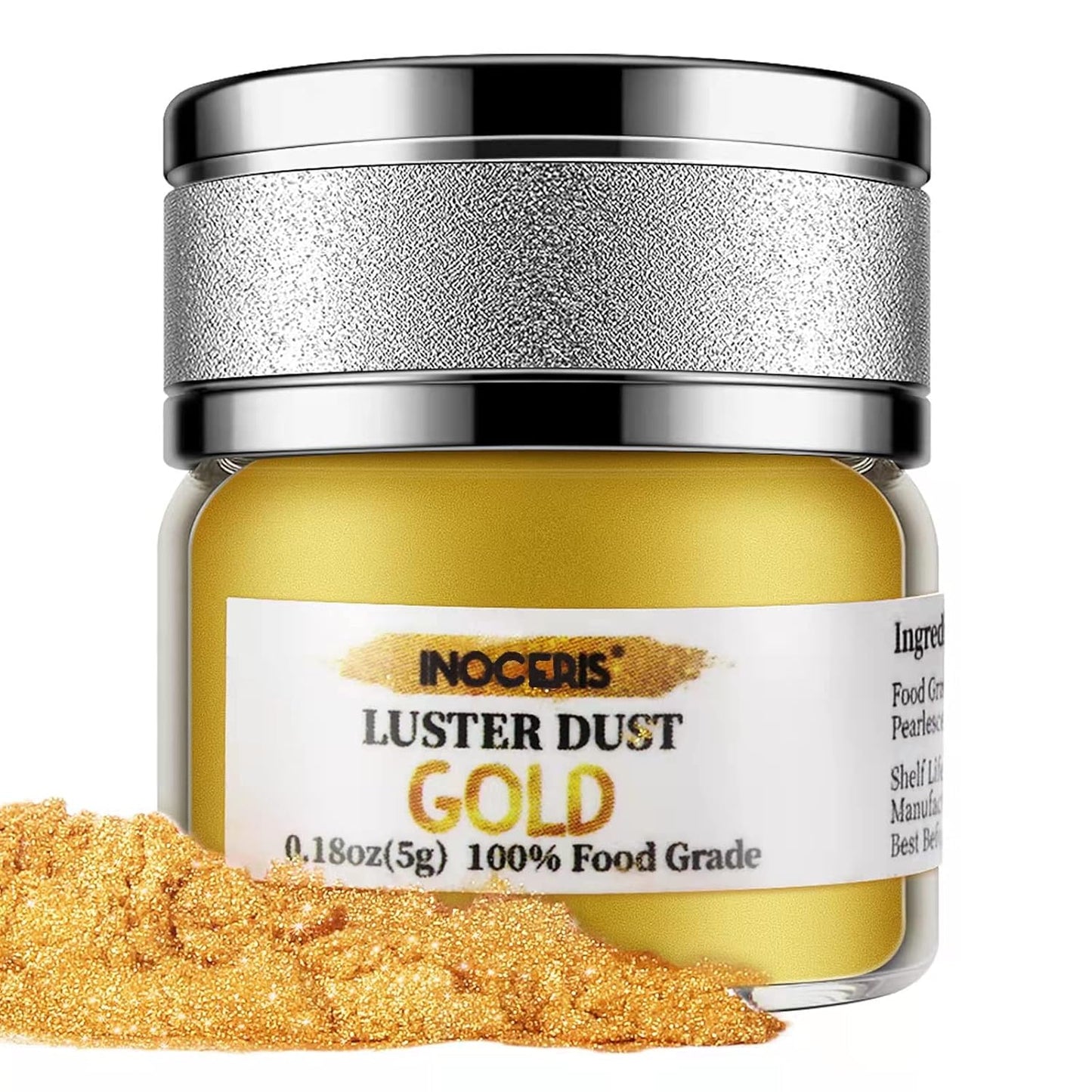 INOCERIS Edible Luster Dust – Premium Gold Shimmer for Wedding Cakes and Luxury Patisserie, 5g Food-Grade Mica Powder