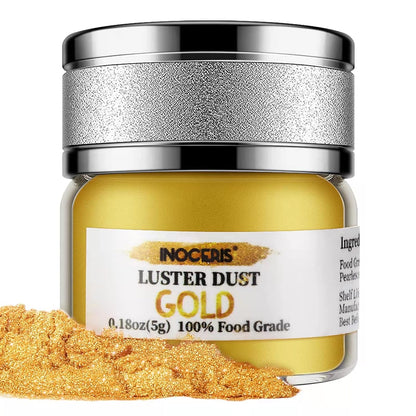 INOCERIS Edible Luster Dust – Premium Gold Shimmer for Wedding Cakes and Luxury Patisserie, 5g Food-Grade Mica Powder
