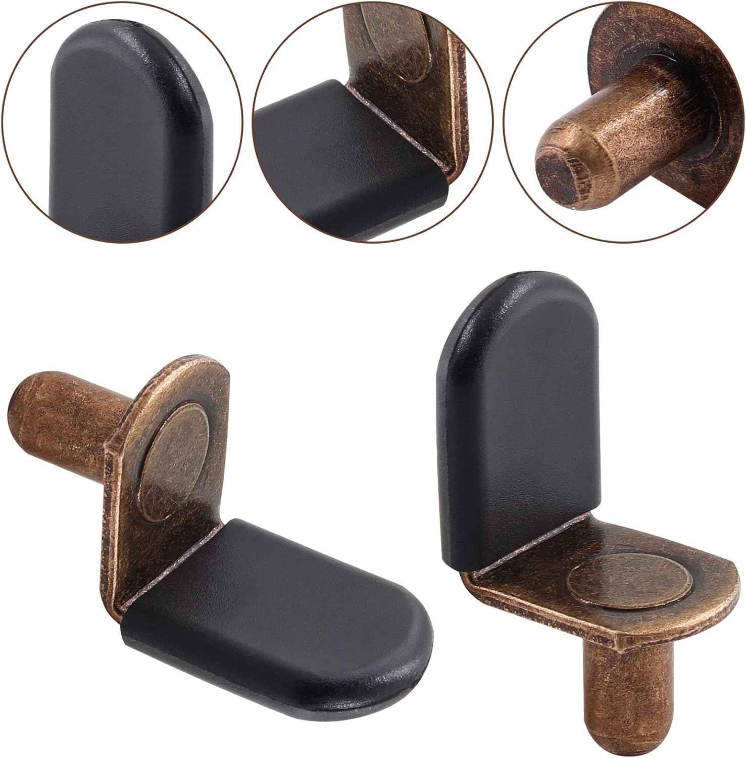 Biaungdo 1/4 Inch Glass Shelf Pegs in Antique Bronze Tone, 30 Pack for Curio Cabinet Display and Bedroom Decor