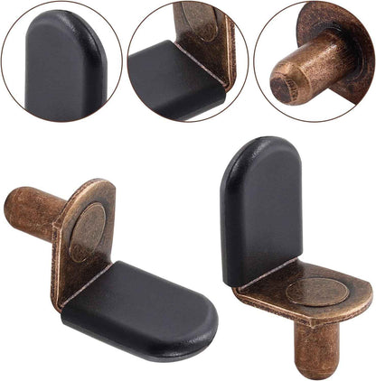 Biaungdo 1/4 Inch Glass Shelf Pegs in Antique Bronze Tone, 30 Pack for Curio Cabinet Display and Bedroom Decor