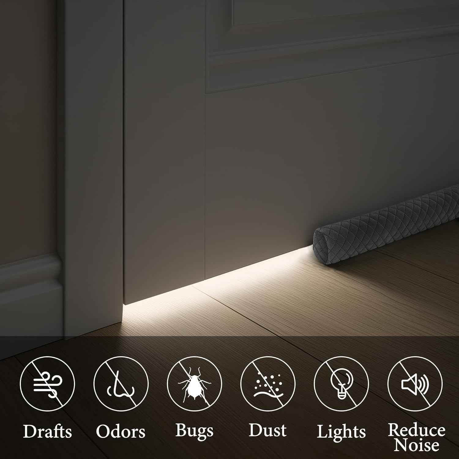 BedyKate Velvet Under Door Draft Stopper – Single-Purpose Minimalist Door Seal in Neutral Beige for Intentional Living Spaces
