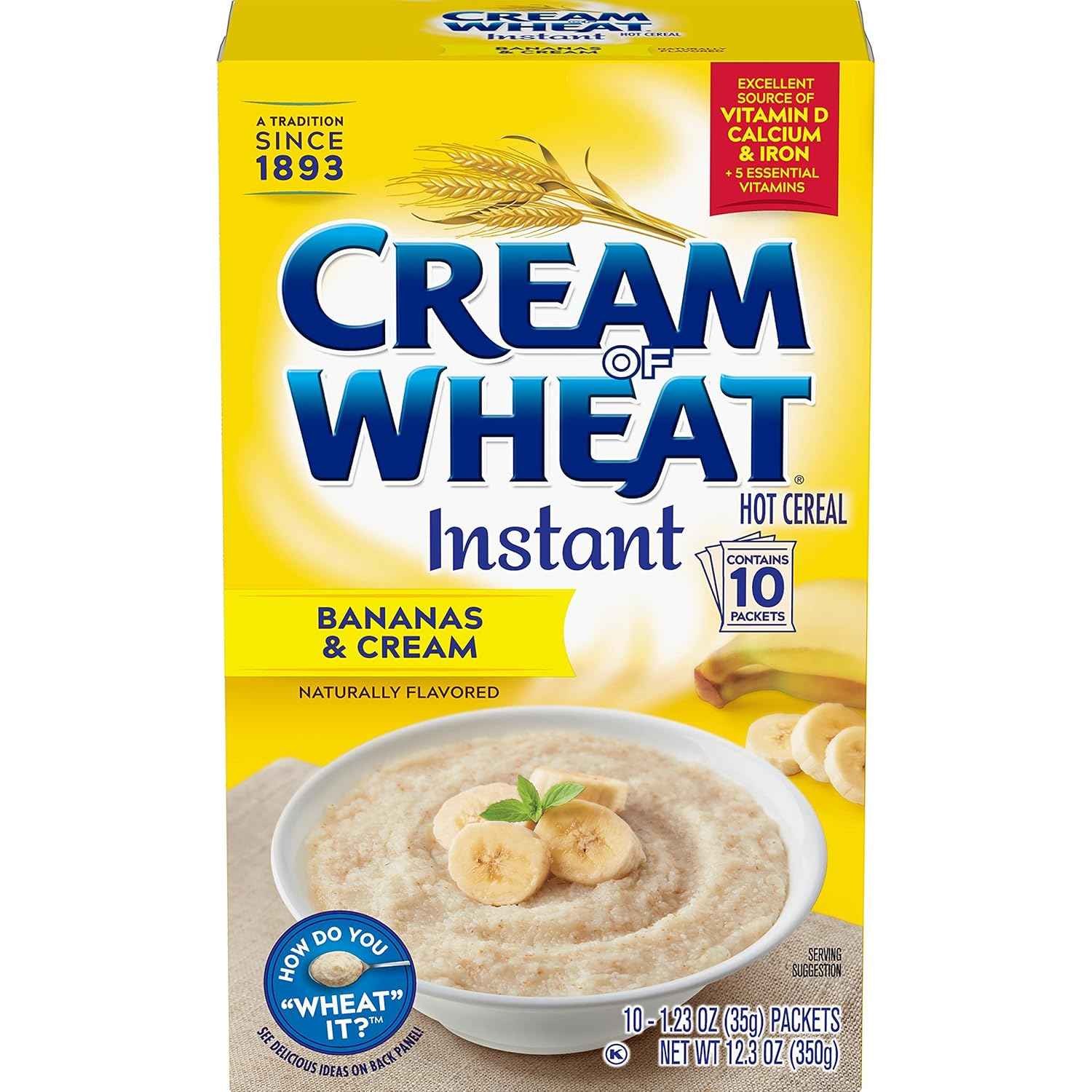 Cream of Wheat Instant Hot Cereal, Bananas and Cream – Lightweight Camp and Road-Trip Breakfast, 10 Travel Packets