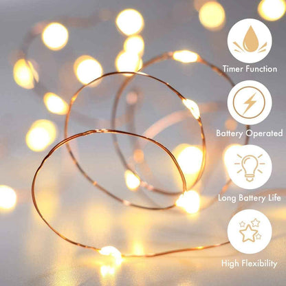 innotree LED Fairy String Lights – Cozy Bedroom Decor with Warm 2800K Glow, 10ft Copper Wire Strands 6-Pack