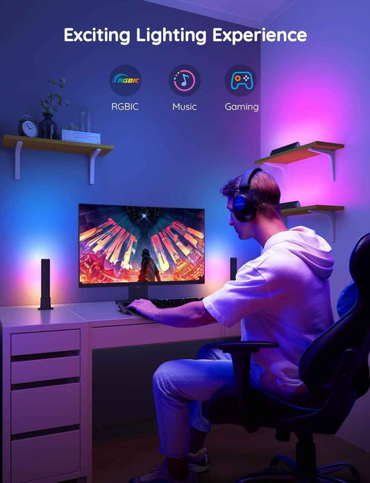 Govee Smart LED Light Bars for Gaming Setup, RGBICWW WiFi TV Backlights with Alexa and Music Sync for PC and Console Players