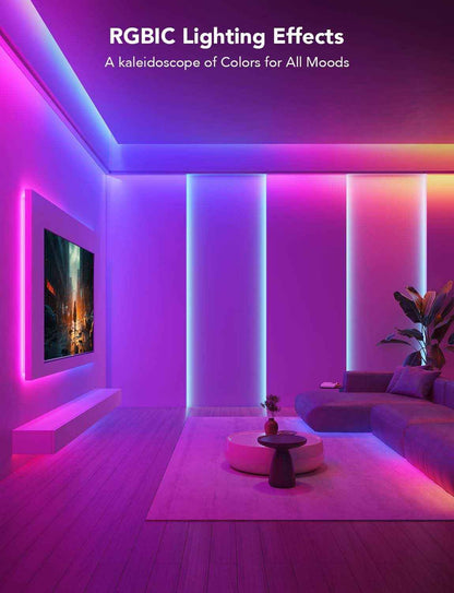 Govee RGBIC LED Strip Lights – Bedroom Ambient Accent Lighting with Music Sync, App-Controlled Home Decor, 32.8ft