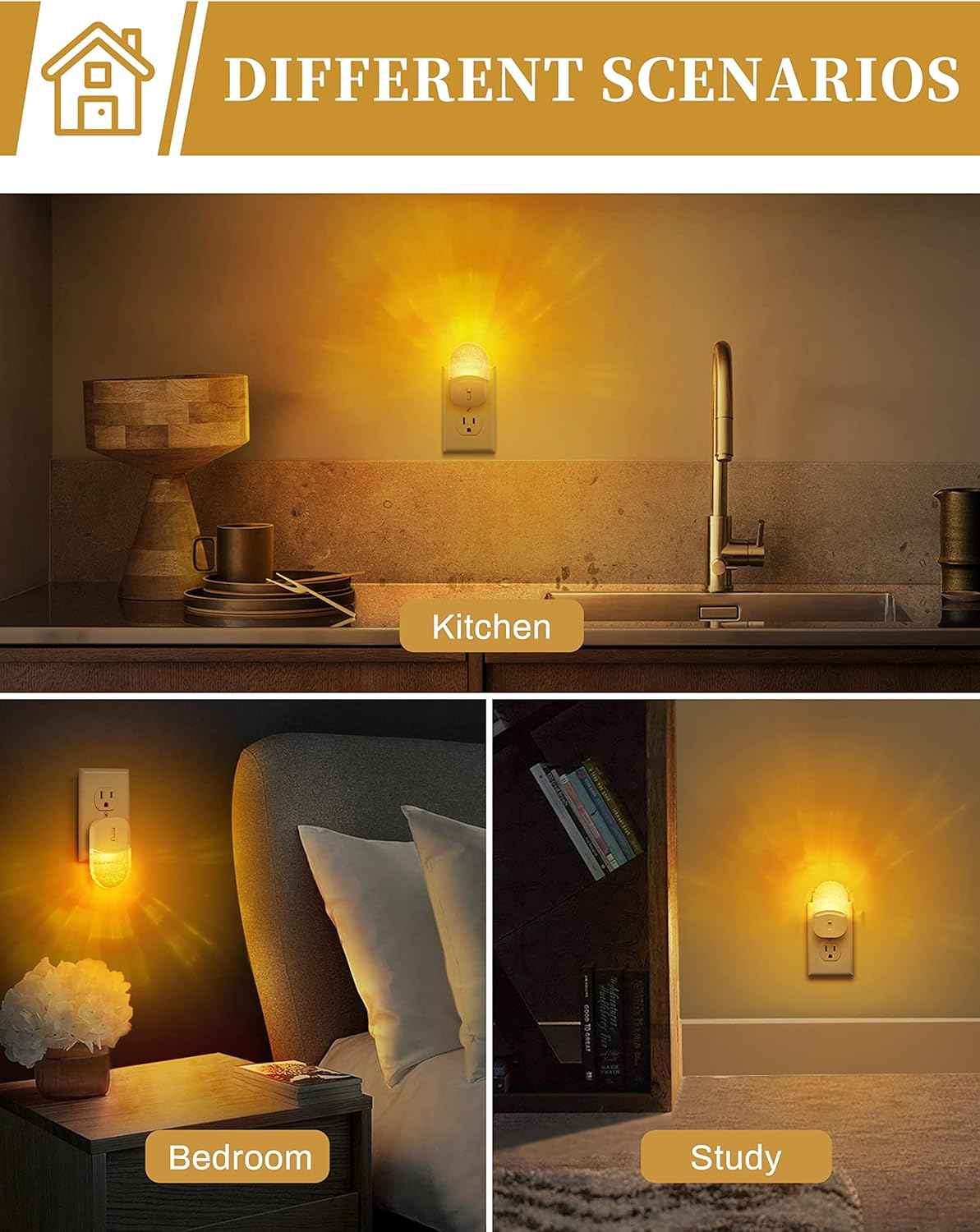 LuminGlow Bubble Night Light – Nursery and Kids Room Sleep Light, 1800K Amber LED 2-Pack
