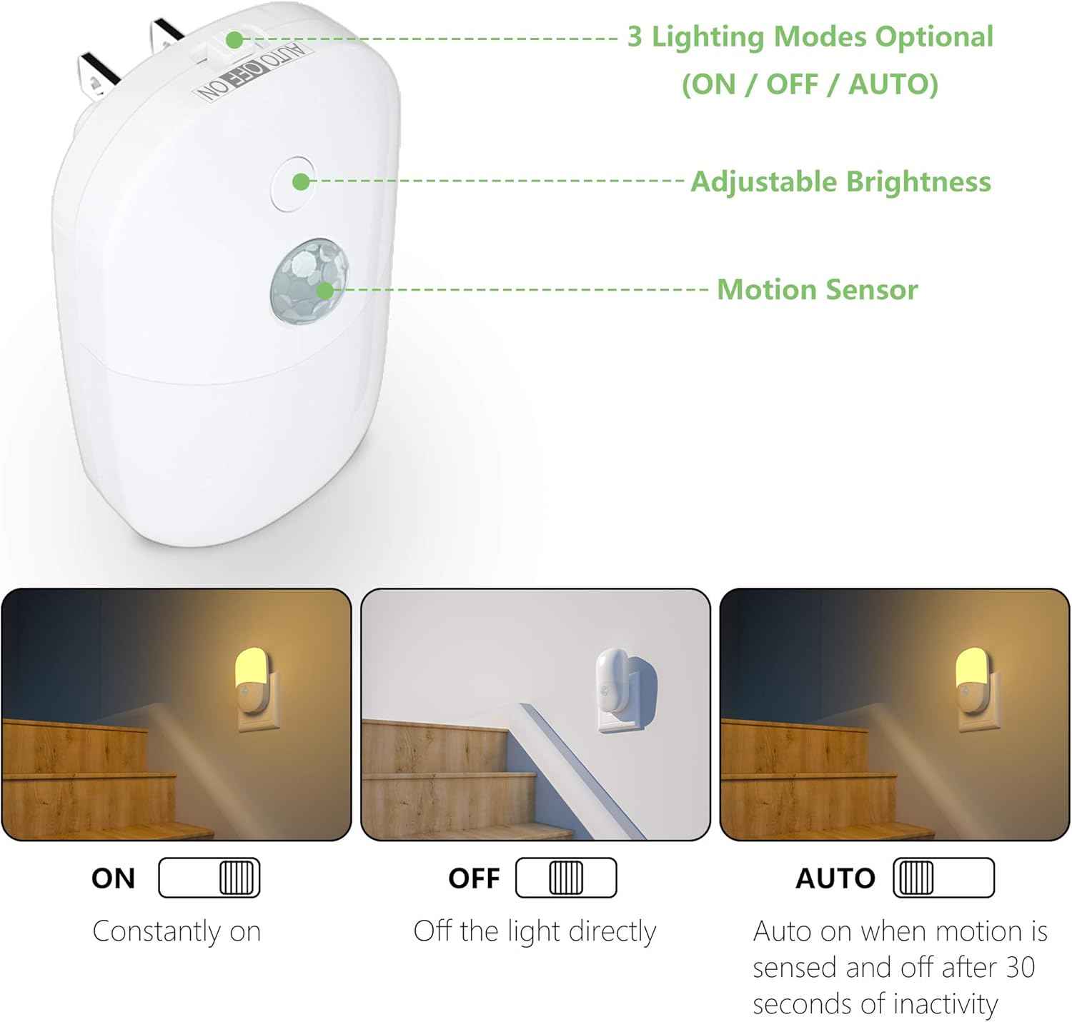 MAZ-TEK Plug in Night Light – Uncluttered Cordless Design Night Light for Intentional Living Spaces