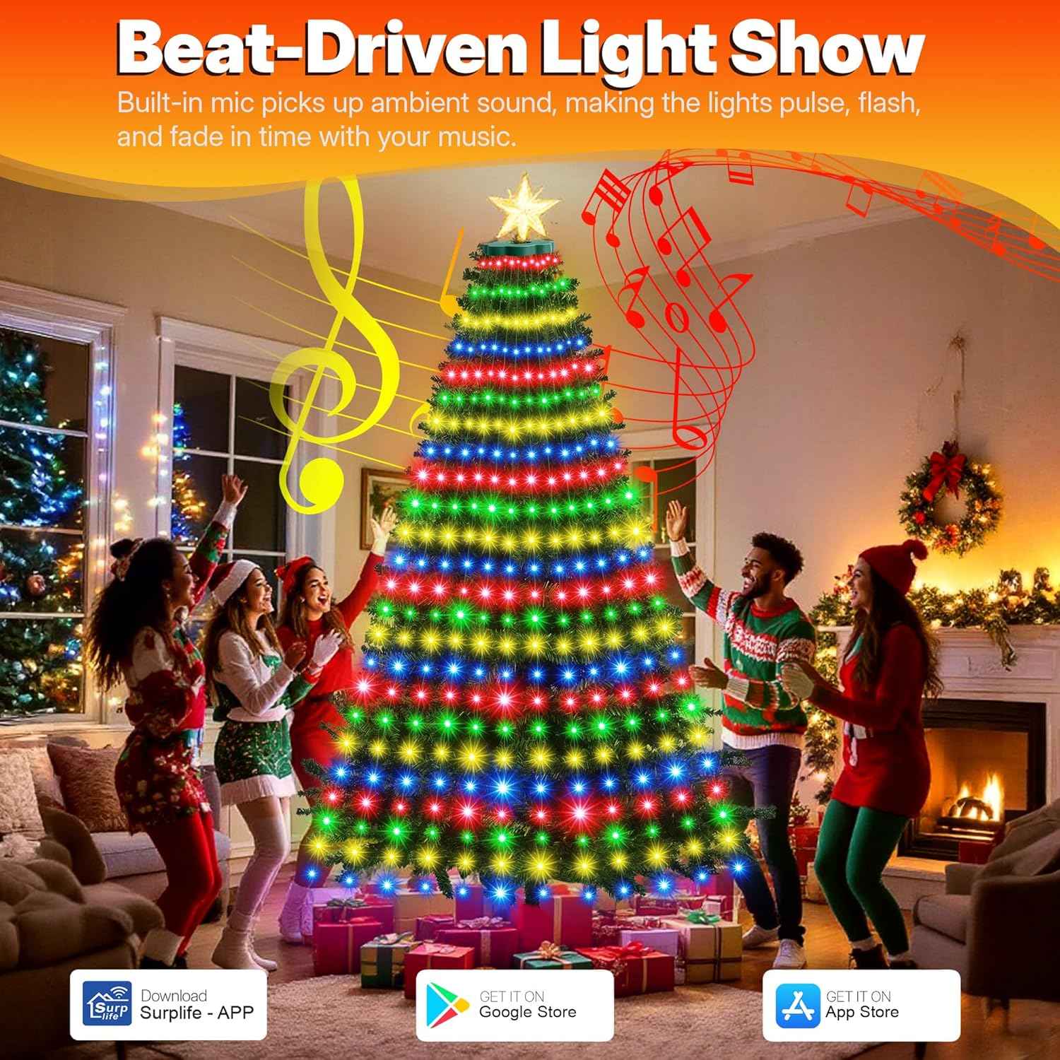 Surplife Touch-Safe Cascading Lights – Child-Friendly Christmas Decor for Nursery and Kids' Bedroom