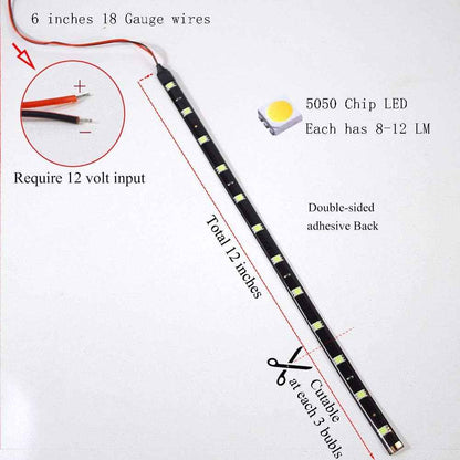 DC 12V Waterproof LED Strip – Safe No-Flame Nursery and Playroom Accent Light, 12V Low-Heat 6-Pack