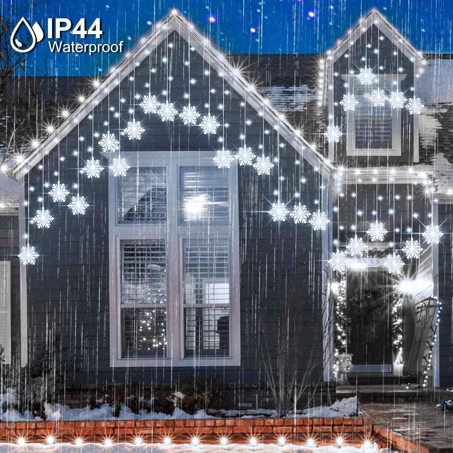 Lumiluxe Family Room Snowflake Curtain – Playroom and Toddler Room Decor, No Flame No Heat LED Design