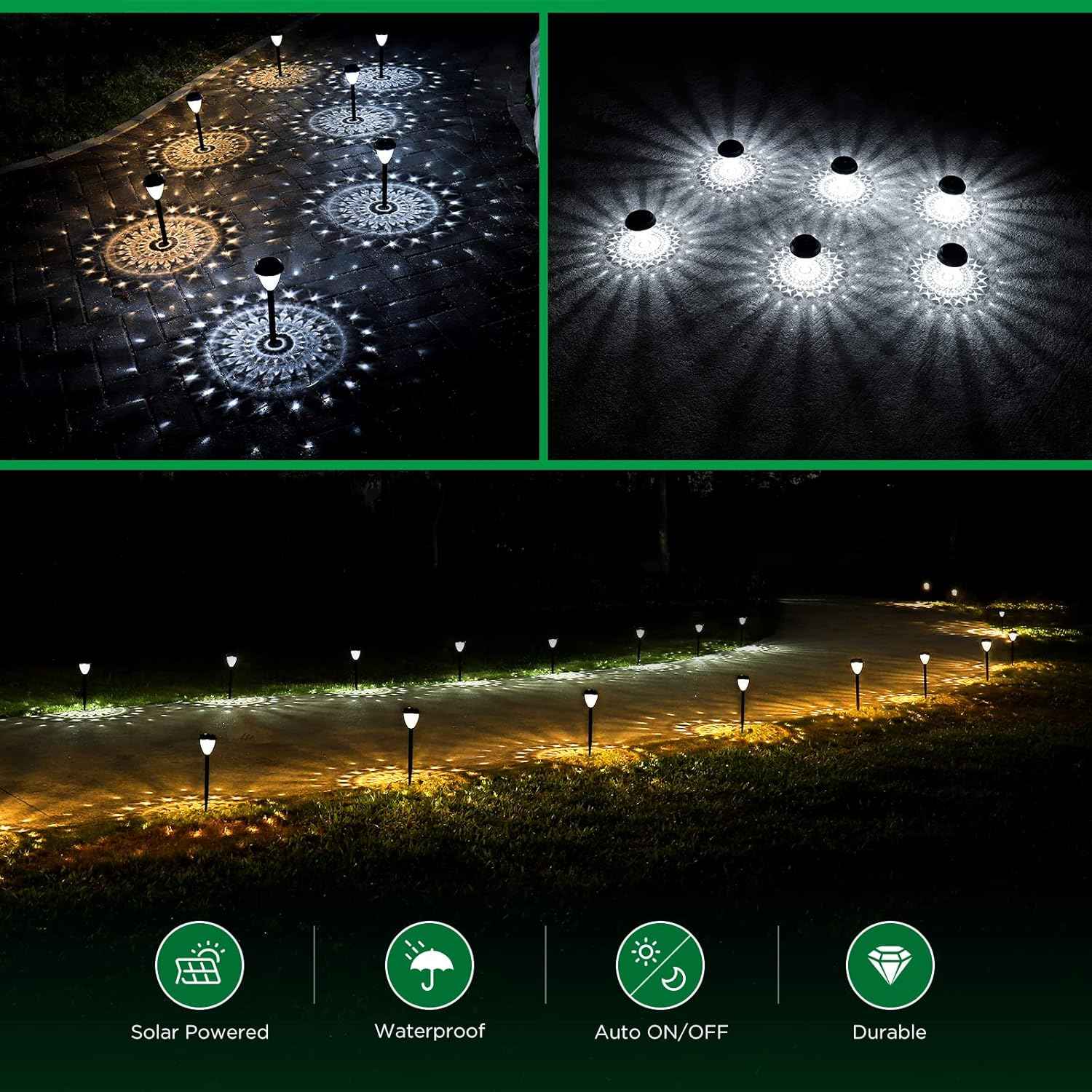 Safe Solar Path Lights for Walkways and Stairs, Flameless Dusk to Dawn LED Edge Marker 10 Pack