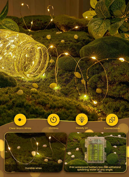 Minetom Waterproof Fairy Lights – Patio String Lighting for Outdoor Dining, Battery Powered and Weather Resistant