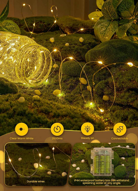 Minetom Waterproof Fairy Lights – Patio String Lighting for Outdoor Dining, Battery Powered and Weather Resistant