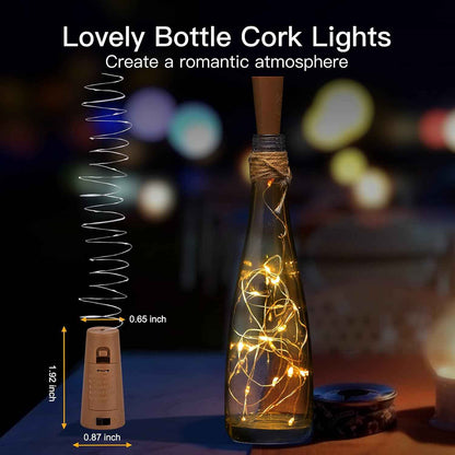 Brightown Mini LED Cork Lights – Modern Bedroom Aesthetic, 7ft Silver Wire String for Repurposed Wine Bottle Centerpieces