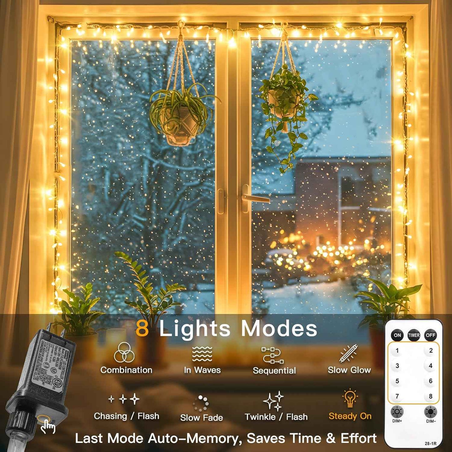 suddus 30V Low Voltage String Lights – Flameless Bedroom Lighting with Timer and IP44 Waterproof, 33ft 100 LED Warm White