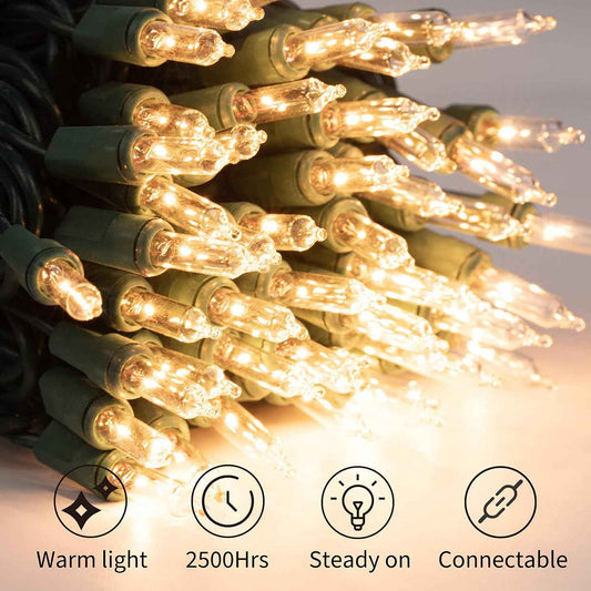 Minetom Cool-Touch String Lights 200 Count for Kids Bedroom and Playroom Wall, 51.7ft Green Wire