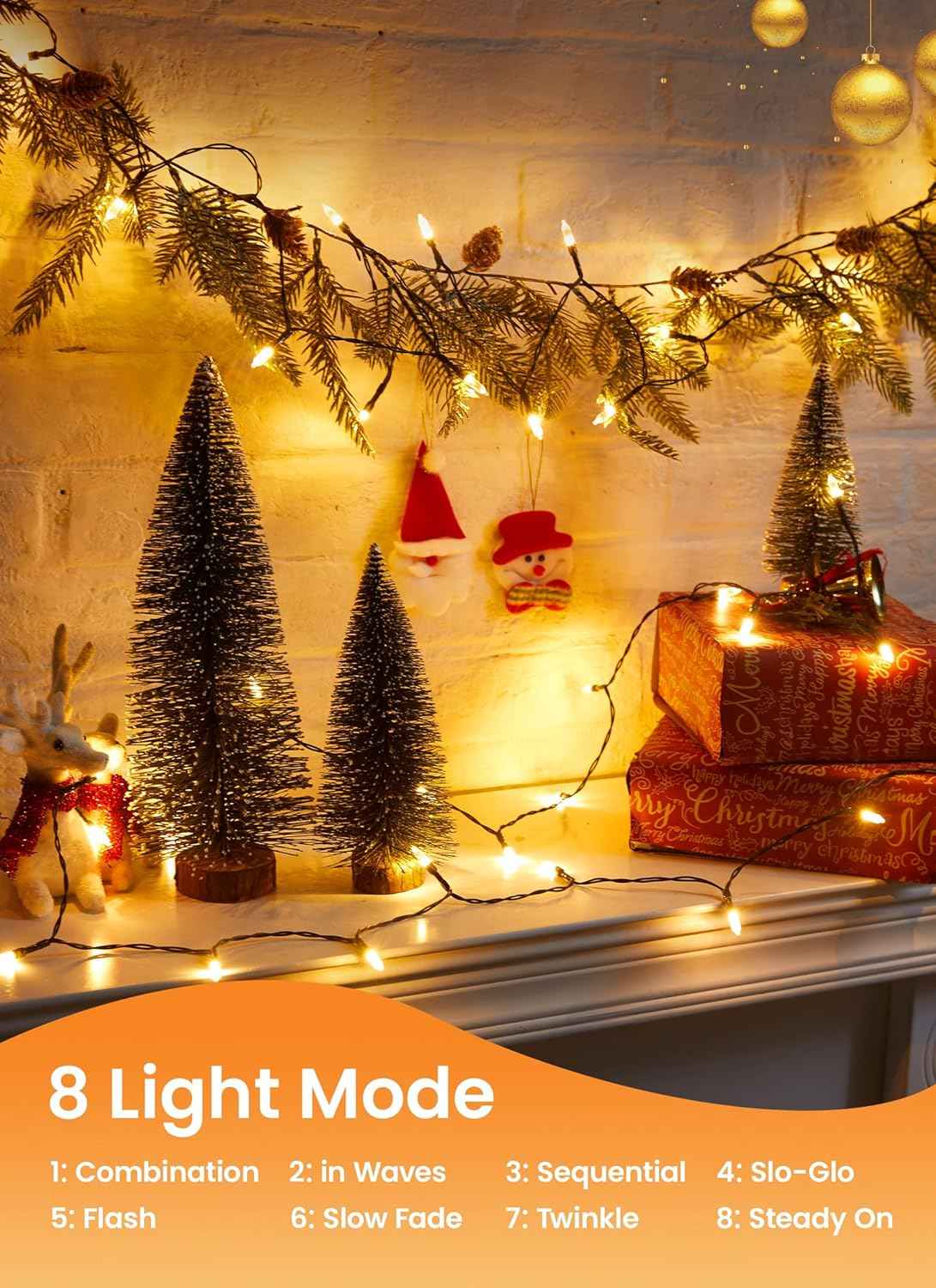 Brightown Fairy Lights – Cozy Housewarming Present for Mom, 100 LED Connectable Patio String Lights Warm White