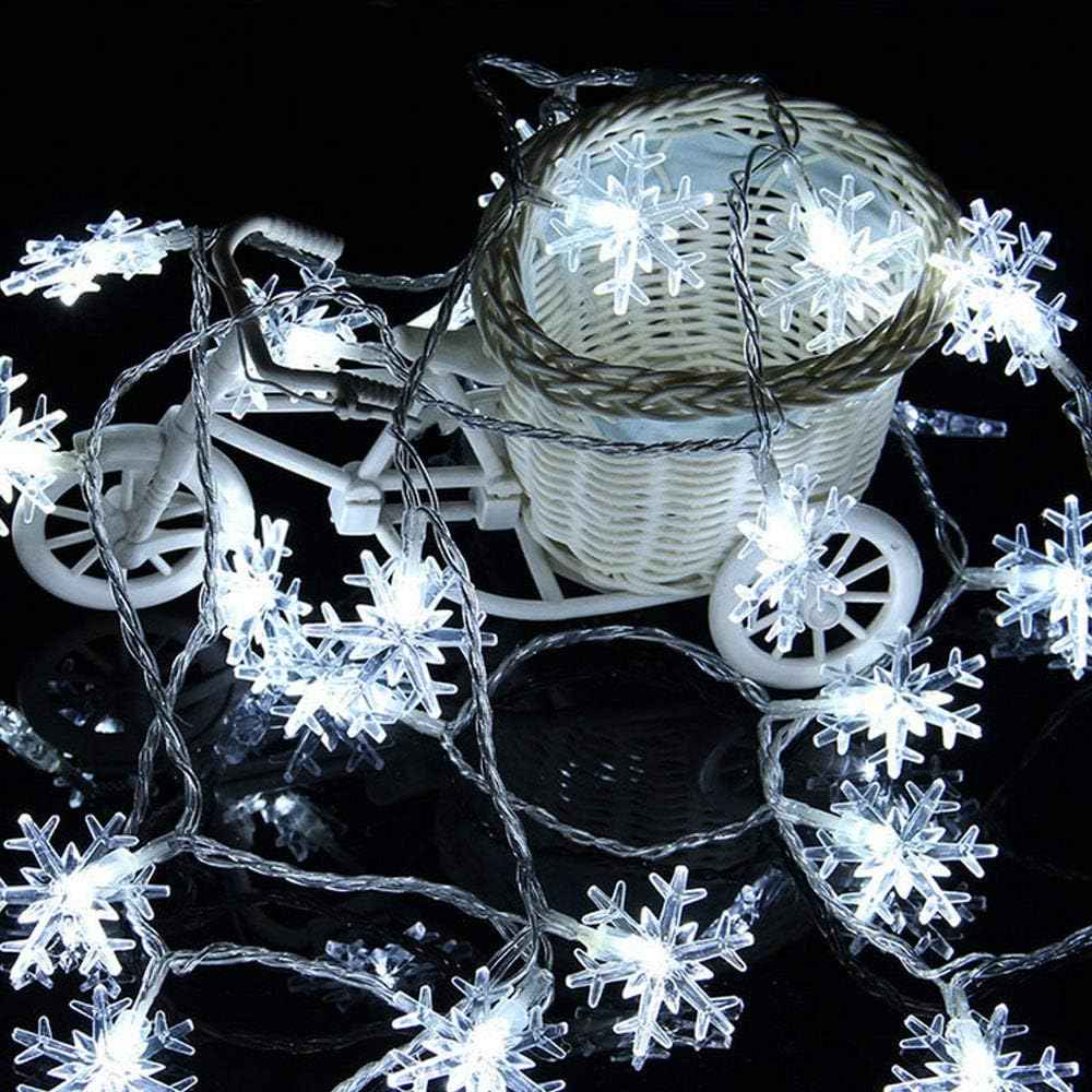 WesGen Snowflake String Lights Battery Operated – Safe Outlet-Free Bedroom Decor for Kids & Nursery, No Flame, 20ft