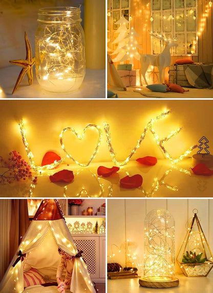 Minetom Fairy Lights 6-Pack – 7ft Battery Operated Cool-to-Touch String Lights for Safer Overnight Nightlight Use