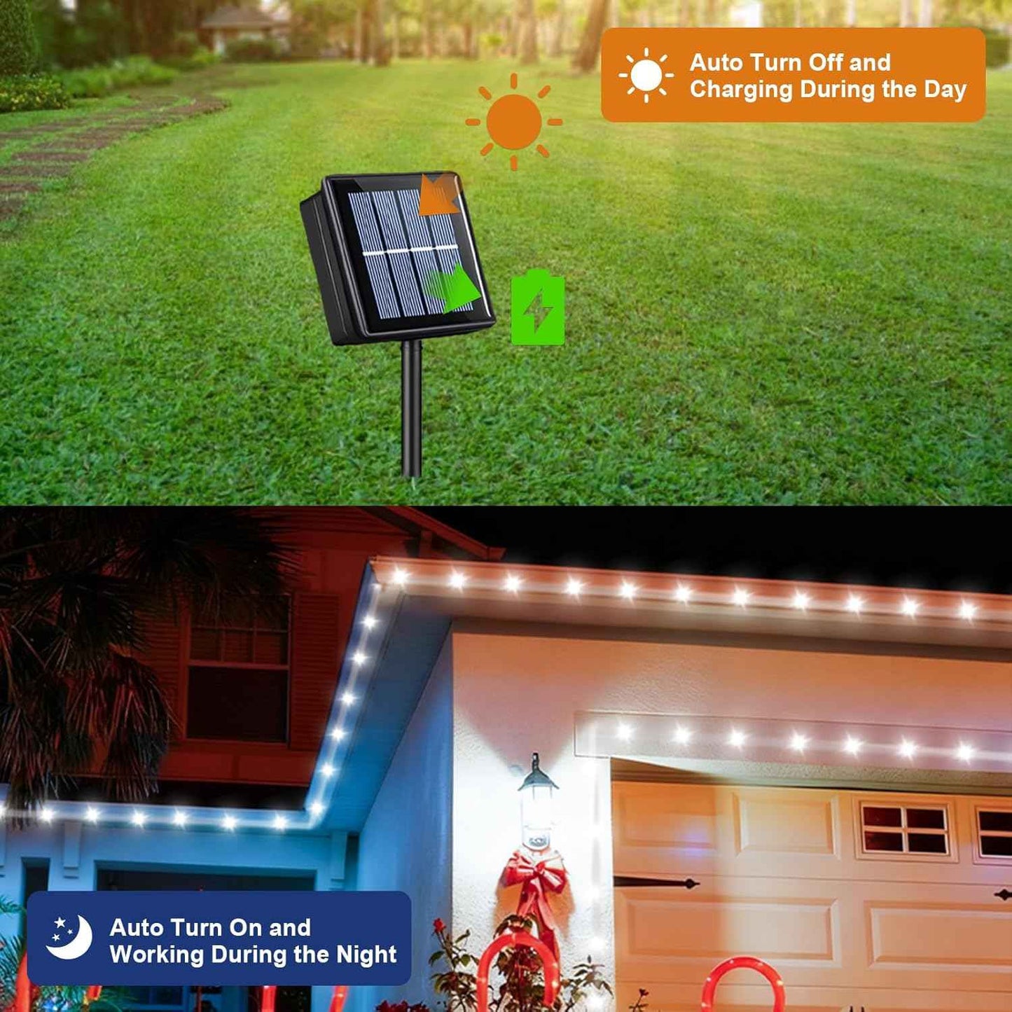 QITONG Solar Rope Lights – 66ft Clean Simple Outdoor and Indoor Accent Lighting, One Setting Memory