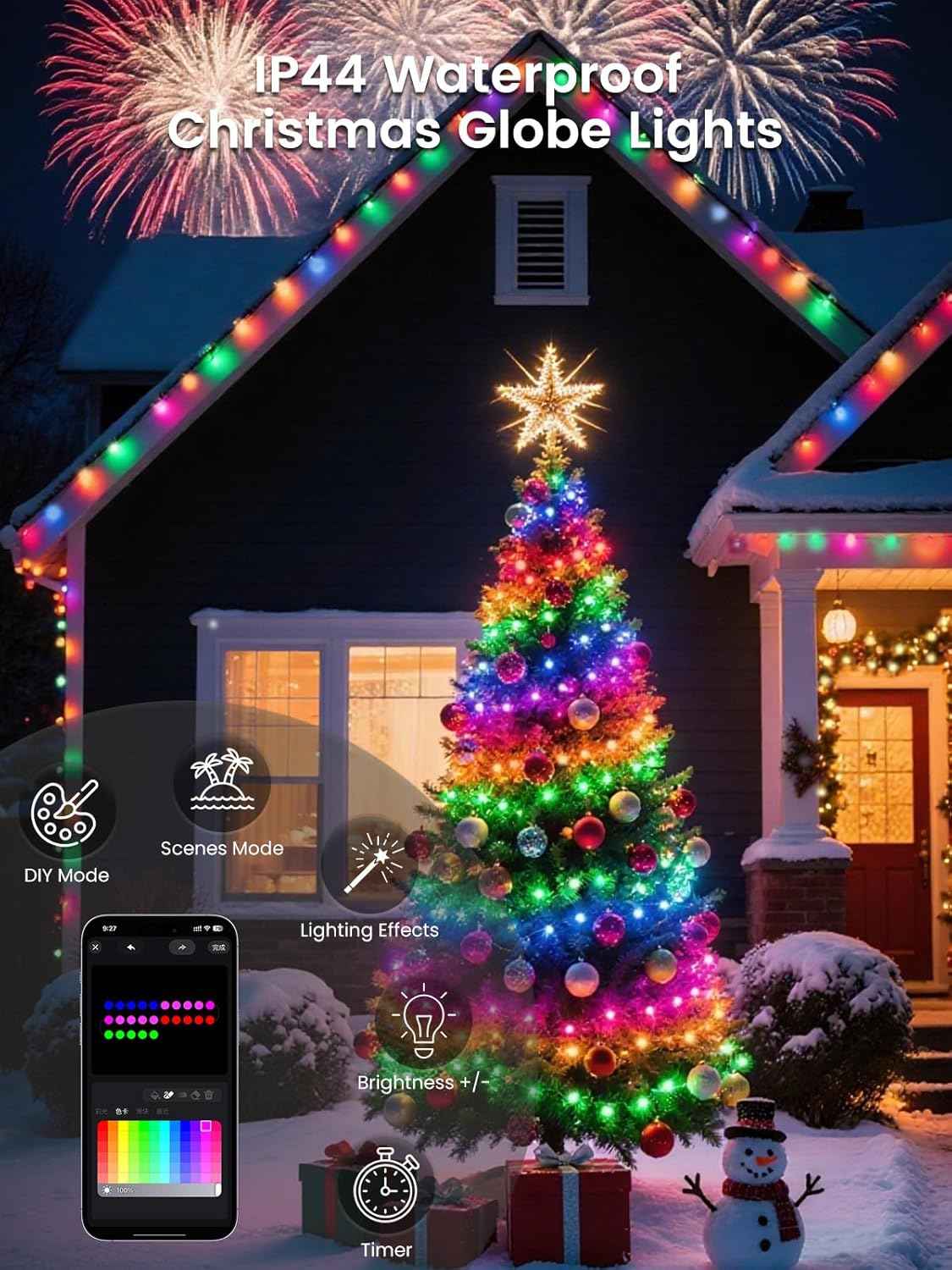 Lumify Home Color Changing Fairy Lights – 100 LED Globe String for Aesthetic Dorm Room and Apartment Ambiance with Music Sync