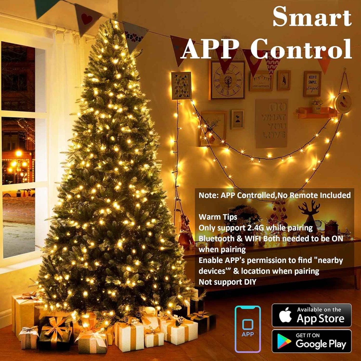 BrizLabs Color Changing Smart Christmas Lights – Living Room Accent Wall Decor, 98ft 300 LED Dimmable Mood Lighting with Alexa and Google Assistant