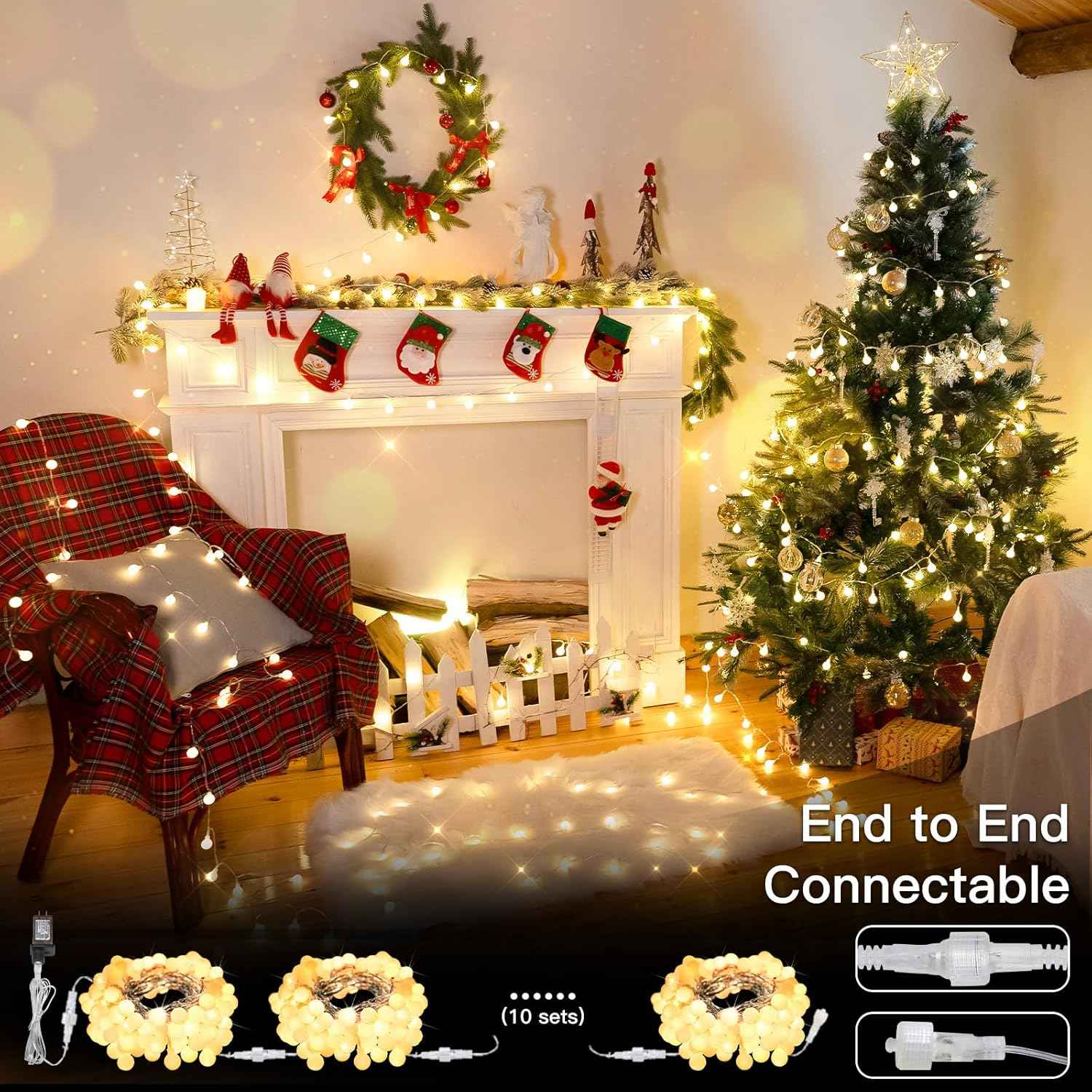 suddus 100 LED Globe String Lights – Cool-to-Touch Nursery and Kids Bedroom Lighting with 6hr Auto Shutoff Timer