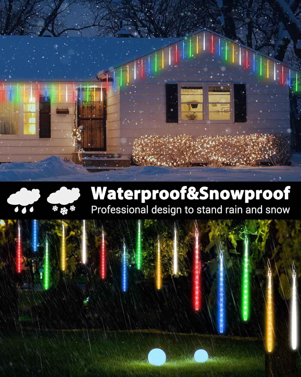 Joomer Meteor Shower Lights – Cozy Bedroom & Living Room Decor, 240 LED Falling Snow Effect with Warm White Glow