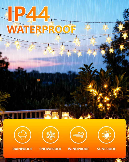 Twinkle Star 100 LED Star String Lights – Shatterproof, Cool-Touch Fairy Lights for Kids Bedroom, Nursery, and Playroom