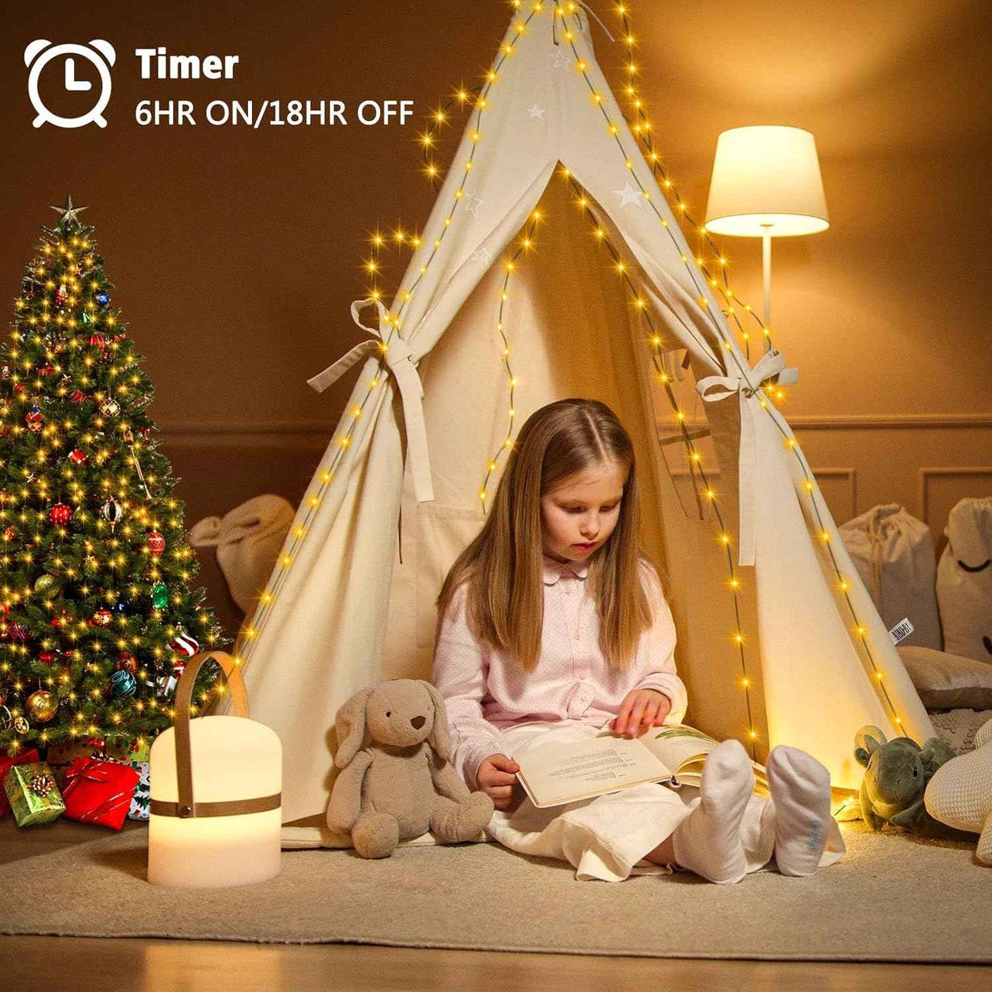 Brightever Fairy Lights – Kids Bedroom & Nursery Night Light, Flameless Battery Operated String Lights with Auto Timer