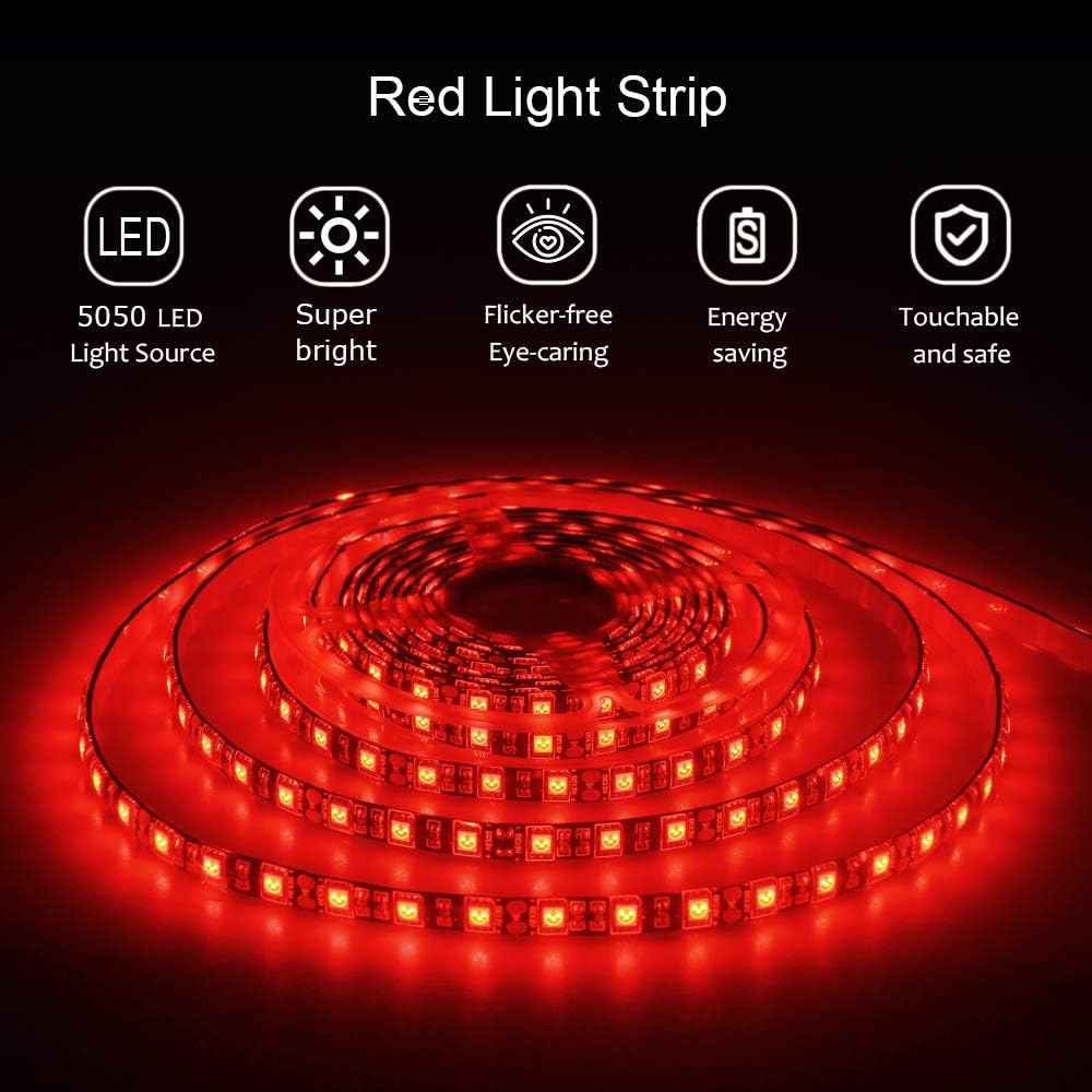 ALITOVE Red LED Strip 5M 300 LEDs IP65 Waterproof Flexible Light Strip for Garden Patio Outdoor Dining and Backyard Decoration Without Power Supply