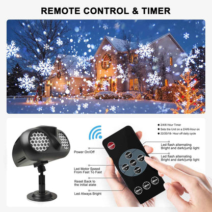 Lumastro Dynamic LED Snowflake Light – Minimalist Bedroom Decor with Soft Falling Snow Effect, RF Remote Controlled