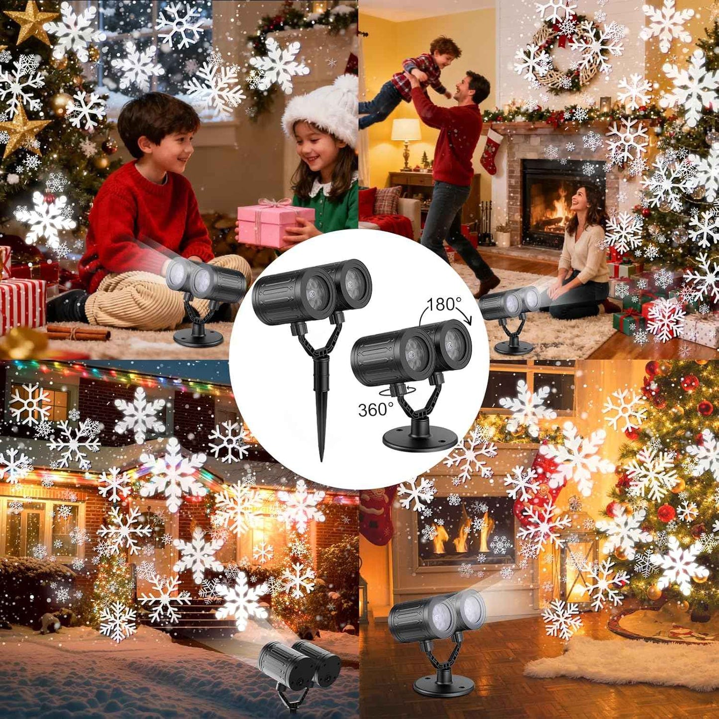 LuminaGlow Outdoor Snowflake Projector – Weatherproof Yard & Garden Accent Light with Auto Timer for Lawns, Patios, and Backyard Gatherings