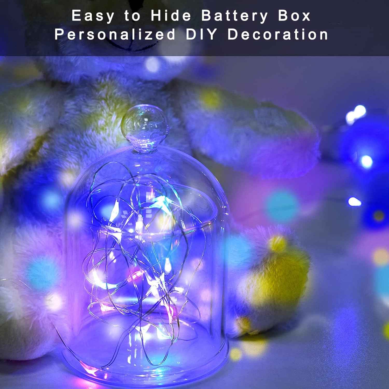 Luminara Battery Fairy Lights – Cozy Bedroom Decor with 7ft Silver Wire, Warm White Glow for Aesthetic Living Spaces