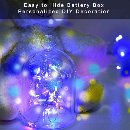 Luminara Battery Fairy Lights – Cozy Bedroom Decor with 7ft Silver Wire, Warm White Glow for Aesthetic Living Spaces