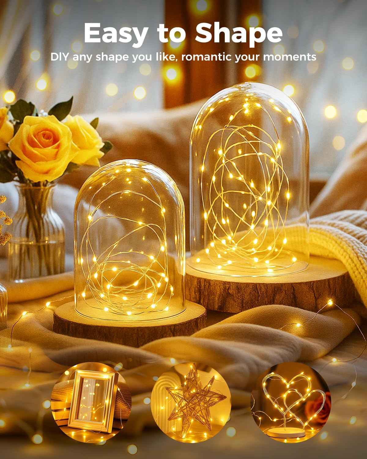 btfarm Mini String Lights 12 Pack – Battery Powered LED Fairy Lights with Flexible Silver Alloy Wire, Decorative Accent for Wall, Shelf and Mantel Styling