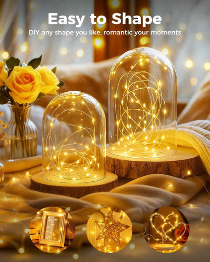 btfarm Mini String Lights 12 Pack – Battery Powered LED Fairy Lights with Flexible Silver Alloy Wire, Decorative Accent for Wall, Shelf and Mantel Styling