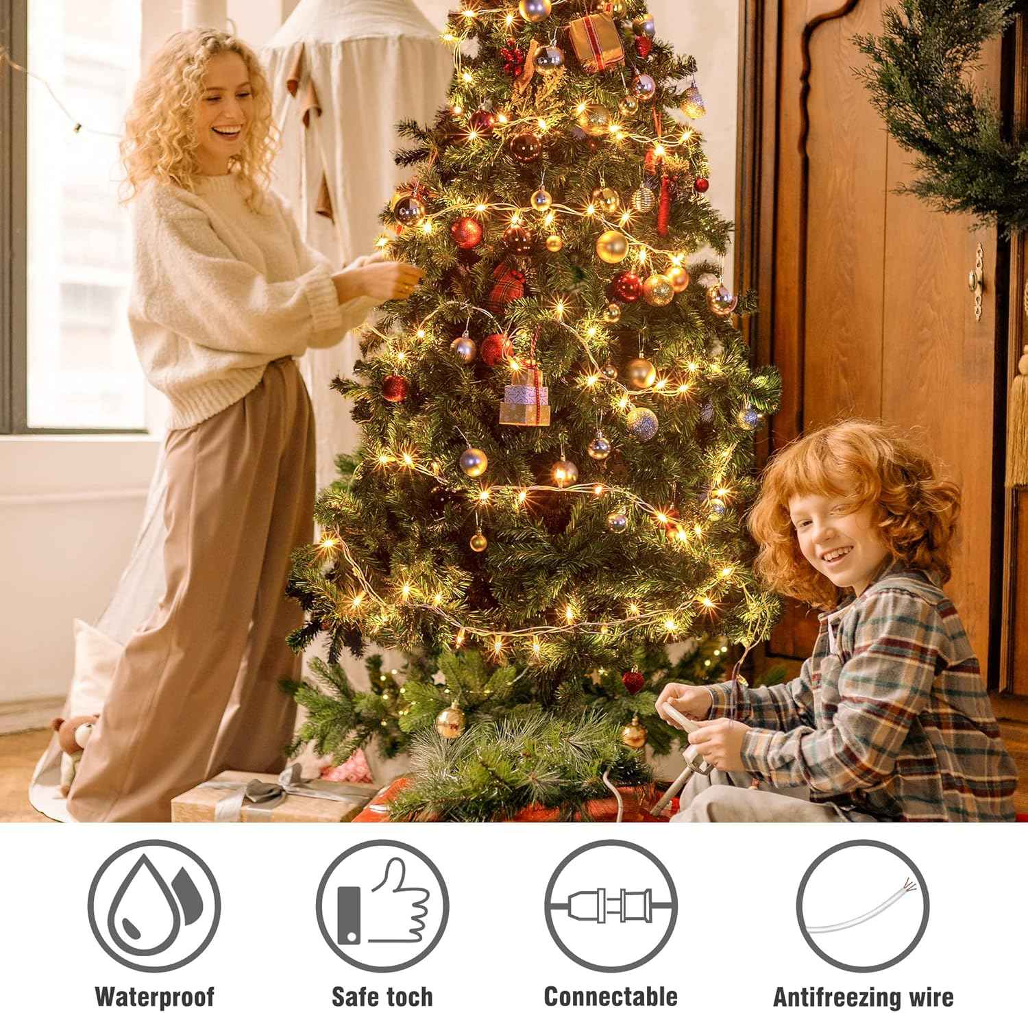Hopolon Cozy Bedroom String Lights – 2-Pack 50 Mini Incandescent Bulbs, Warm White 3000K Glow for Living Room Aesthetic