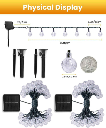 Brightown Solar Globe Lights – Clean Off-White Cord String Lights for Intentional Neutral Outdoor Spaces